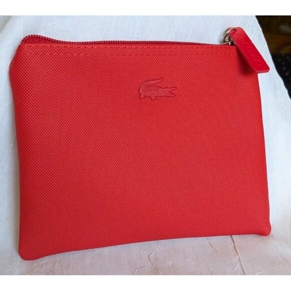 Rubberized Red Lacoste For Turkish Airlines Mini Bag Cosmetic Toiletry Pouch - Picture 7 of 7